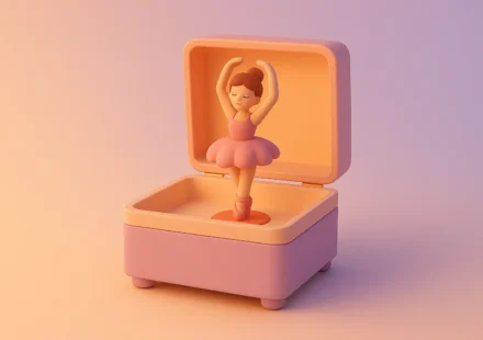A pastel-toned ballerina in a music box, symbolizing emotional clarity and healing – The Gaslight Files.
